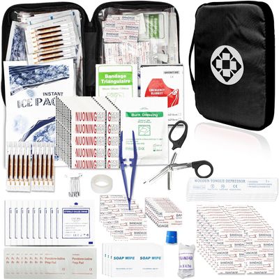 300Piece Travel First Aid Emergency Kit Home Essentials Hiking Survival Essential Kit for Outdoor Adventure Camping Backpack, Black 1st Aid