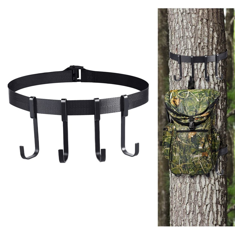 Mokylor 2 Pcs Treestand Strap Gear Hangers, Safety Harness Tree Strap Nylon Tree Strap with 8 Steel Buckle Hanging Hook for Great to Hang Hunting Equipment on Trees