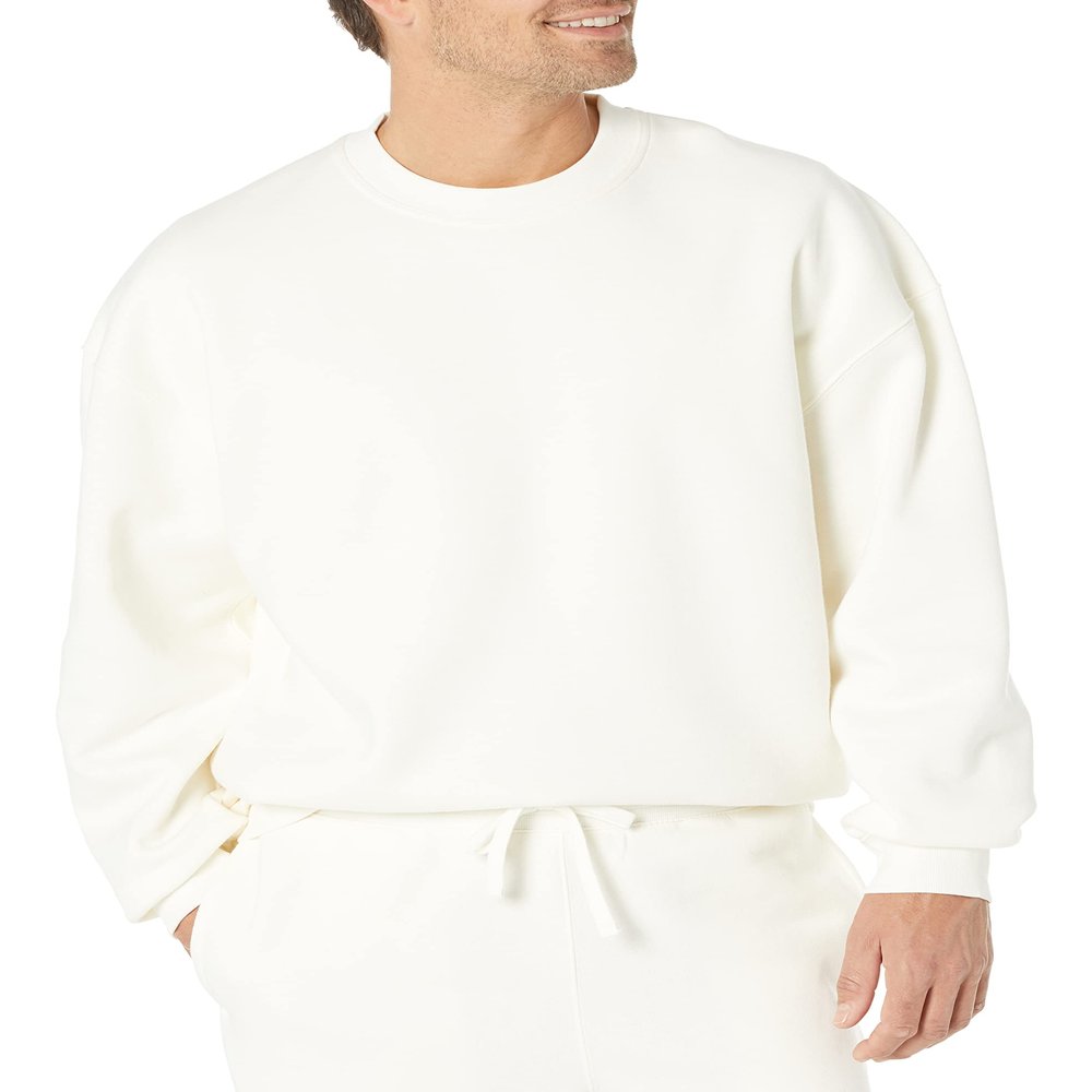 Amazon Essentials Men's Oversized-Fit Crewneck Sweatshirt (Available in Big & Tall), Eggshell White, XX-Large