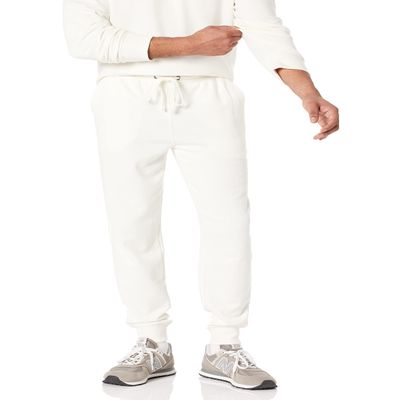 Amazon Essentials Men's Jogger Pants, Casual Relaxed Fit, Lightweight French Terry, Eggshell White Loungewear, Tall, Small