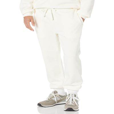 Amazon Essentials Relaxed-Fit Sweatpants for Men - Closed-Bottom, Big & Tall Options, Eggshell White, Small