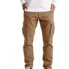 Men's Heavyweight Fleece Cargo Sweatpants Stretch Elastic Waist Baggy Joggers Drawstring Outdoor Trousers with Pockets view 1