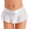 Linjinx Women's Shiny Glossy Micro Pleated Skirt Ruffled Flirty See Through Ultrashort Miniskirt White X-Large view 1