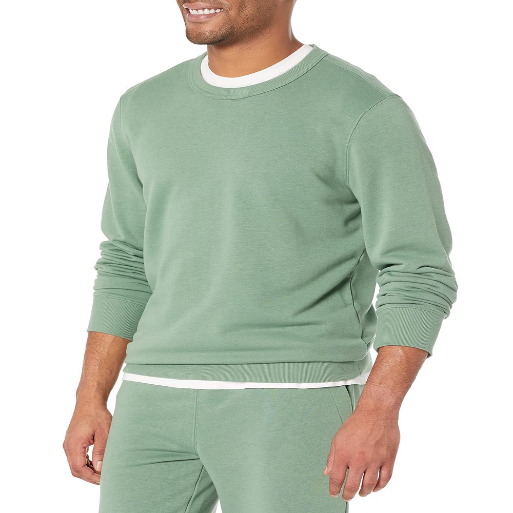 Amazon Essentials men's Crewneck Sweatshirt, Lightweight Long-Sleeve French Terry, Sage Green, Small, (Available in Big & Tall)