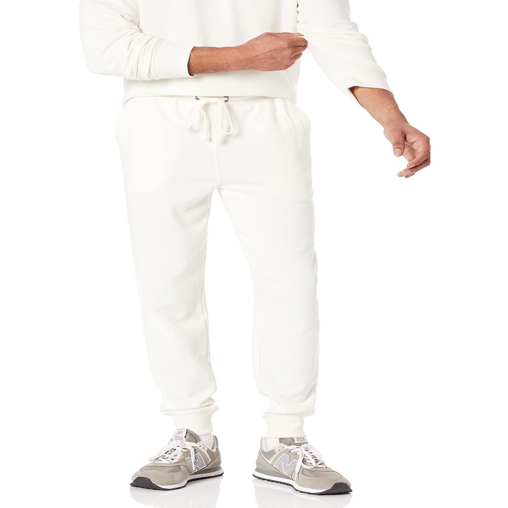 Amazon Essentials Men's Jogger Pants, Casual Relaxed Fit, Lightweight French Terry, Eggshell White Loungewear, Tall, X-Small