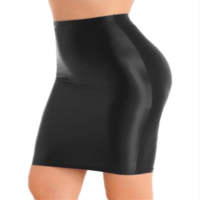 YiZYiF Womens 70D Glossy Shiny Shaping Miniskirt Oily Bright Shimmery Stockings Skirt Teddies Black Large