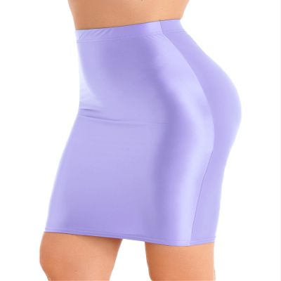 YiZYiF Womens 70D Glossy Shiny Shaping Miniskirt Oily Bright Shimmery Stockings Skirt Teddies Purple X-Large