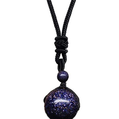 100% Natural Original Stone Pendant Necklaces for Women Polished Stone Increase Unisex Jewelry,Blue-12mm