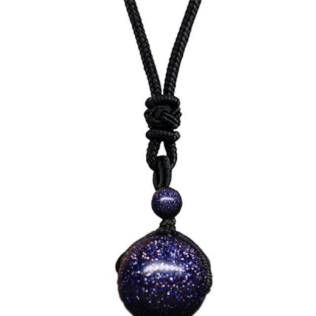100% Natural Original Stone Pendant Necklaces for Women Polished Stone Increase Unisex Jewelry,Blue-12mm