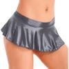 YiZYiF Women's Oil Glossy Pleated Skater Skirt Low Rise Ruffle Flared Running Tennis Skorts Skirts Grey X-Large view 2