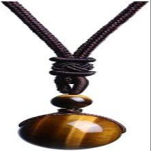 100% Natural Original Stone Pendant Necklaces for Women Polished Stone Increase Unisex Jewelry,Tiger Eye-12mm