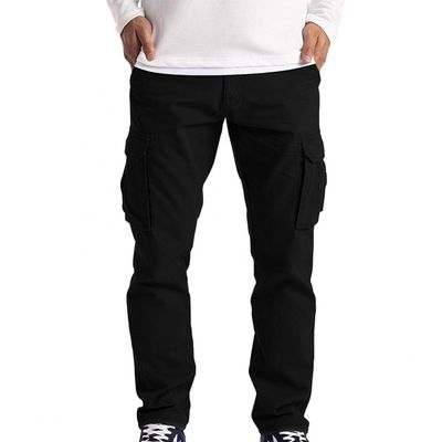 Men's Heavyweight Fleece Cargo Sweatpants Stretch Elastic Waist Baggy Joggers Drawstring Outdoor Trousers with Pockets