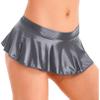 Linjinx Women's Shiny Glossy Micro Pleated Skirt Ruffled Flirty See Through Ultrashort Miniskirt Grey Medium view 2