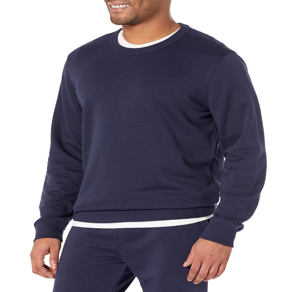Amazon Essentials men's Crewneck Sweatshirt, Lightweight Long-Sleeve French Terry, Navy, X-Small, (Available in Big & Tall)