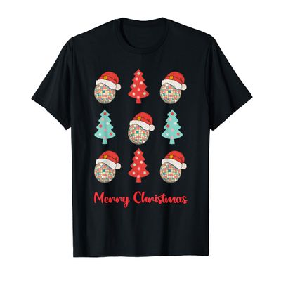 Disco Ball Retro Christmas Tree Disco Santa Xmas Holiday T-Shirt