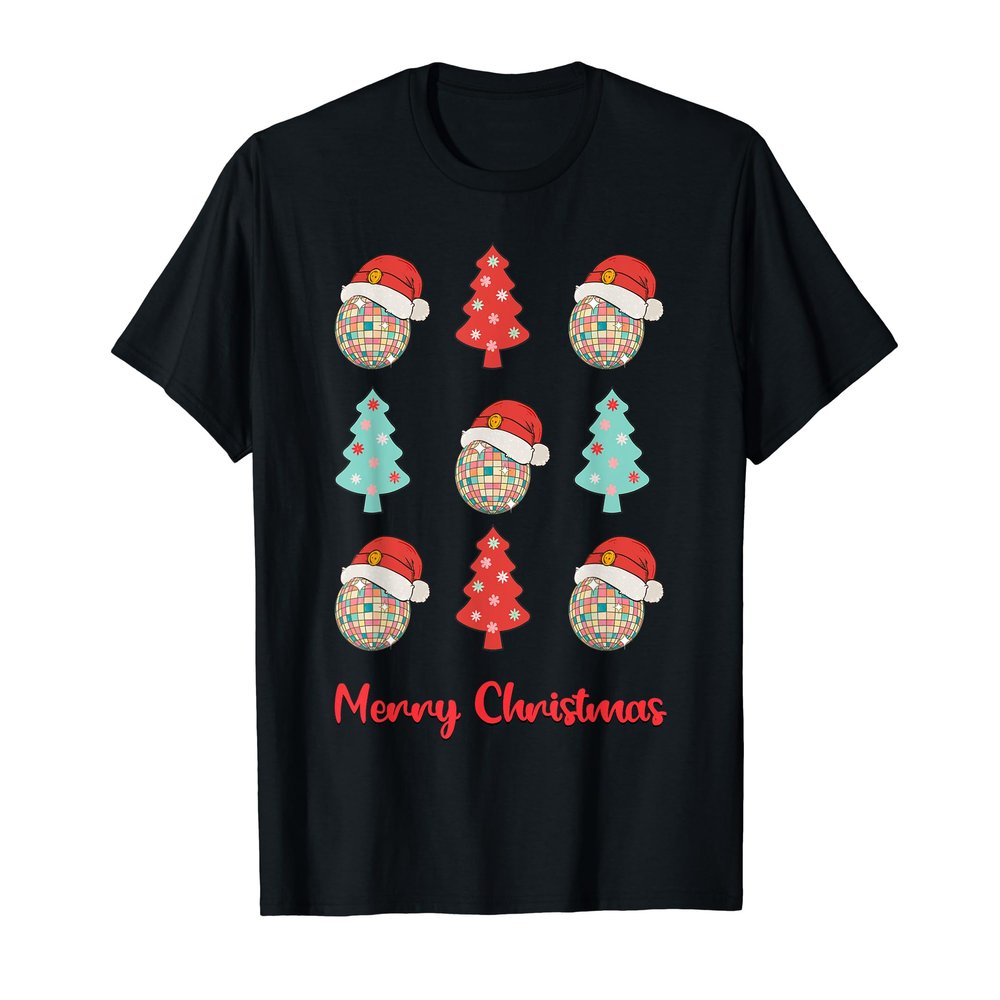Disco Ball Retro Christmas Tree Disco Santa Xmas Holiday T-Shirt