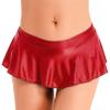 YiZYiF Women's Oil Glossy Pleated Skater Skirt Low Rise Ruffle Flared Running Tennis Skorts Skirts Red X-Large view 1
