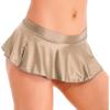 Linjinx Women's Shiny Glossy Micro Pleated Skirt Ruffled Flirty See Through Ultrashort Miniskirt Coffee Large view 2