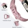 Maledan Band Compatible with Fitbit Charge 6/Charge 5 Bands for Women Men, 3 Pack Soft Silicone Sport Replacement Slim Accessories for Fitbit Charge 5/Charge 6 Fitness Tracker, Pink/Lavender/Ashy Pink view 2