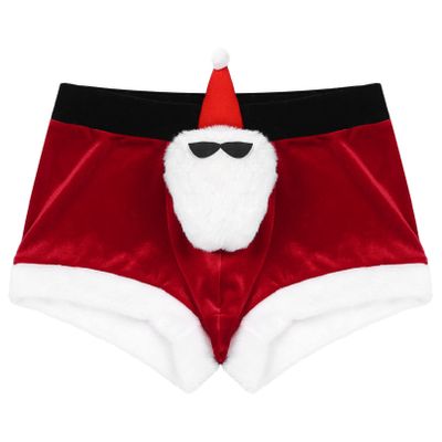 YiZYiF Men's Adult Christmas Holiday Santa Claus Fancy Costume Boxer Shorts Cosplay Underwear Red C 3X-Large