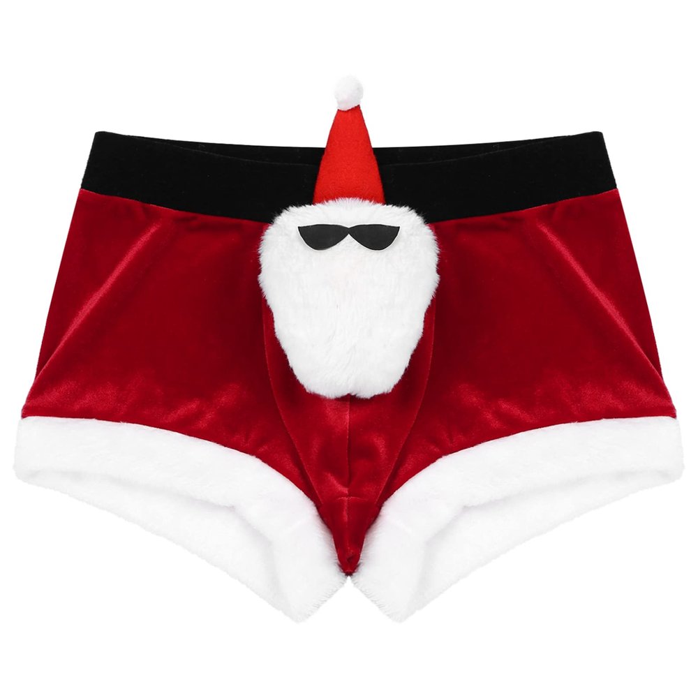 YiZYiF Men's Adult Christmas Holiday Santa Claus Fancy Costume Boxer Shorts Cosplay Underwear Red C 3X-Large
