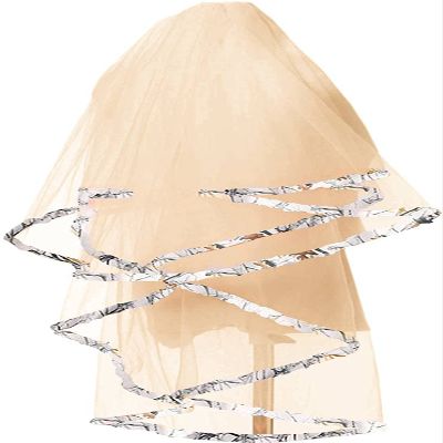 YINGJIABride White Camo Trim Wedding Veils Bridal Veil Halloween Cosplay Party Headpiece (Champagne)