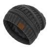 Beanies Women Satin Lined Beanie Winter Hats for Women Silk Lined Slouchy Beanie for Winter Warm Knit Cuffed Beanie Hat Dark Grey view 1