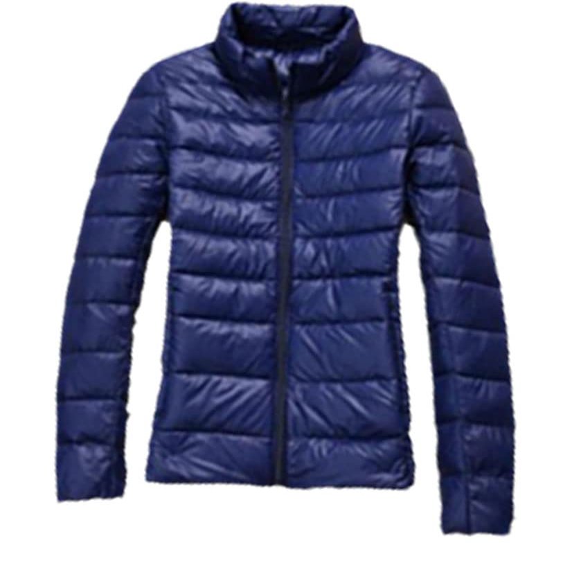 Ultra-Light Thin Down Jacket Women Outerwear Slim Short Hooded Warm White Duck Down Coat Navy Blue Xl