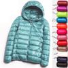 Ultra-Light Thin Down Jacket Women Outerwear Slim Short Hooded Warm White Duck Down Coat Navy Blue Xl view 2