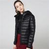 Ultra-Light Thin Down Jacket Women Outerwear Slim Short Hooded Warm White Duck Down Coat Navy Blue Xl view 4