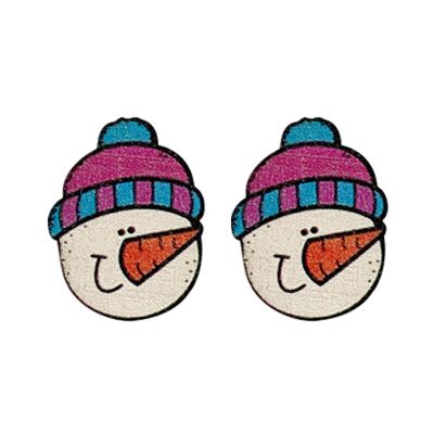 Christmas Stud Earrings Wooden Christmas Tree Snowman Bell Stud Earrings Cute Festive Jewelry for Women-Snowman