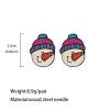 Christmas Stud Earrings Wooden Christmas Tree Snowman Bell Stud Earrings Cute Festive Jewelry for Women-Snowman view 4