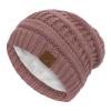 Beanies Women Satin Lined Beanie Winter Hats for Women Silk Lined Slouchy Beanie for Winter Warm Knit Cuffed Beanie Hat Pink view 1