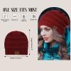 Beanies Women Satin Lined Beanie Winter Hats for Women Silk Lined Slouchy Beanie for Winter Warm Knit Cuffed Beanie Hat Pink view 4