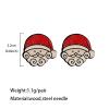 Christmas Stud Earrings Wooden Christmas Tree Snowman Bell Stud Earrings Cute Festive Jewelry for Women-Santa Claus view 3