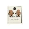 Christmas Stud Earrings Wooden Christmas Tree Snowman Bell Stud Earrings Cute Festive Jewelry for Women-Gingerbread Man view 1
