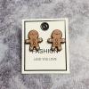 Christmas Stud Earrings Wooden Christmas Tree Snowman Bell Stud Earrings Cute Festive Jewelry for Women-Gingerbread Man view 2