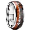 King Will Nature 8mm Men Real Wood Inlay Tungsten Carbide Wedding Ring Dome High Polished Comfort Fit 10 view 1