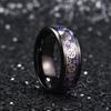 King Will Mens 8mm Black Tungsten Rings for Men Steampunk Gearwheel Blue Carbon Fiber Inlay Vintage Gentlemen Wedding Band Polished Bevelved Edges Comfort Fit Size 10 view 2