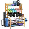 Dumbbell Rack,VOPEAK Weight Rack for Dumbbells, Weight Rack for Home Gym, Home Gym Storage Rack for Yoga Mat Kettlebells and Strength Training Equipment, Weight Storage Rack for Dumbbells with Wheels view 1