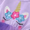Toddler Kids Baby Girls Long Sleeve Rainbow Unicorn Print Flower Tutu Dress Princess Pageant Birthday Party Dresses Ruffle Tulle Skirt Casual Playwear Winter Fall Gown Clothes Purple Unicorn 5-6 Years view 4