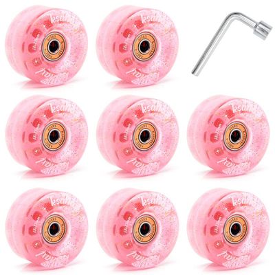 KAUYITWA Roller Skate Wheels 32 x 58mm, 82A and 608RS high-Speed Rotating Bearing Skate Wheels with Bearings Installed for Indoor or Outdoor Double Row Skating and Skateboard (Pink)