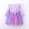 Toddler Kids Baby Girls Long Sleeve Rainbow Unicorn Print Flower Tutu Dress Princess Pageant Birthday Party Dresses Ruffle Tulle Skirt Casual Playwear Winter Fall Gown Clothes Purple Unicorn 6-7 Years view 2