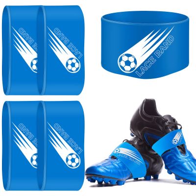 Patelai 4 Pcs Soccer Cleat Lace Cover Football Shoe Band Soccer Shoe Cover Football Cleat Bands Youth Adult for Season (Kids,Blue)