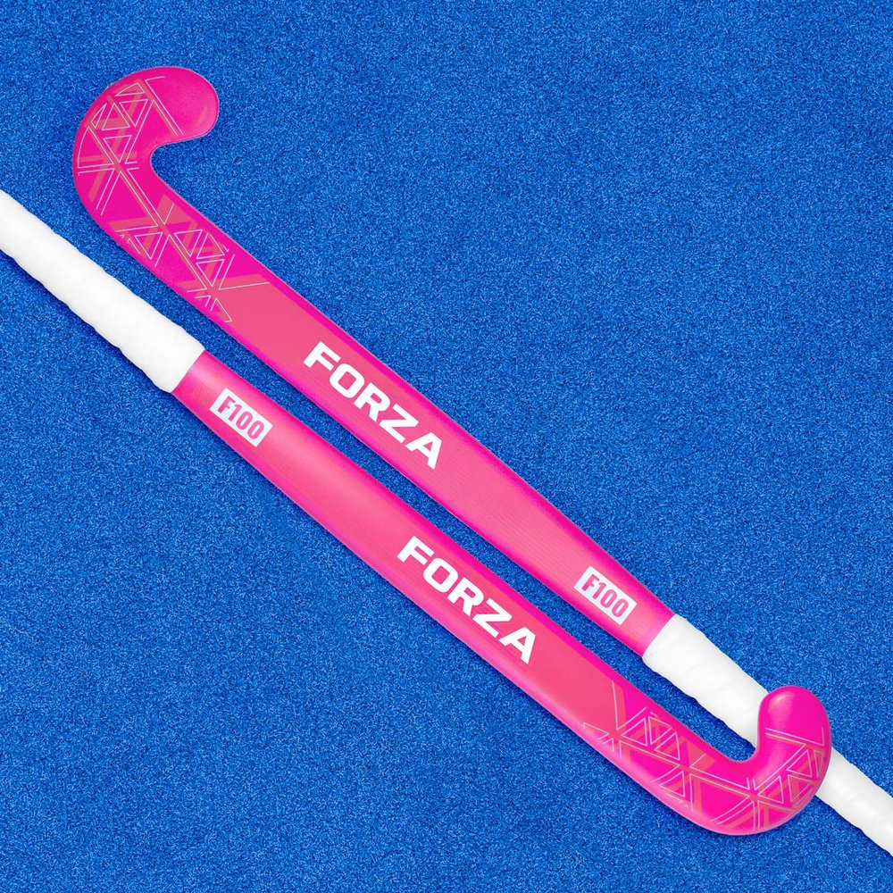 FORZA F100 Field Hockey Sticks - 100% Fibreglass | Mid Bow Hockey Stick (37.5", Pink + Standard Bag)