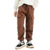 MINI PANDA Boys' Cargo Pant,Husky Boys Adjustable Waist Pants Size 6-16(8, Brown-A) view 1