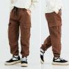MINI PANDA Boys' Cargo Pant,Husky Boys Adjustable Waist Pants Size 6-16(8, Brown-A) view 2