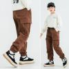 MINI PANDA Boys' Cargo Pant,Husky Boys Adjustable Waist Pants Size 6-16(8, Brown-A) view 4