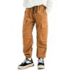MINI PANDA Boys' Cargo Pant,Husky Boys Adjustable Waist Pants Size 6-16(8, Khaki) view 1