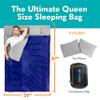 Double Sleeping Bags for Adults Waterproof Queen-Size 2 Person Sleeping Bag with Pillows for Camping, Backpacking, Hiking, or Truck Use Warm, Lightweight, and Convertible into Two Singles Blue view 2